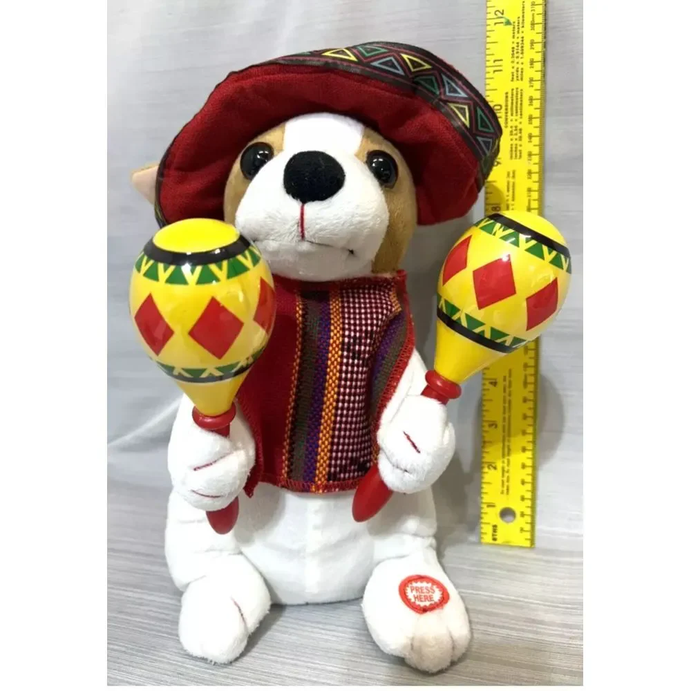 Be jolly animated puppy Plush with Maracas Mexican Fiesta Style‎ Decorative